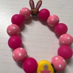 Pink Polka Dot Bunny Beaded Bracelet